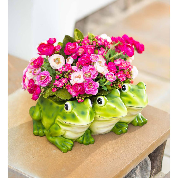 Plow & Hearth Frogs Stone Indoor/Outdoor Statue Planter Wayfair